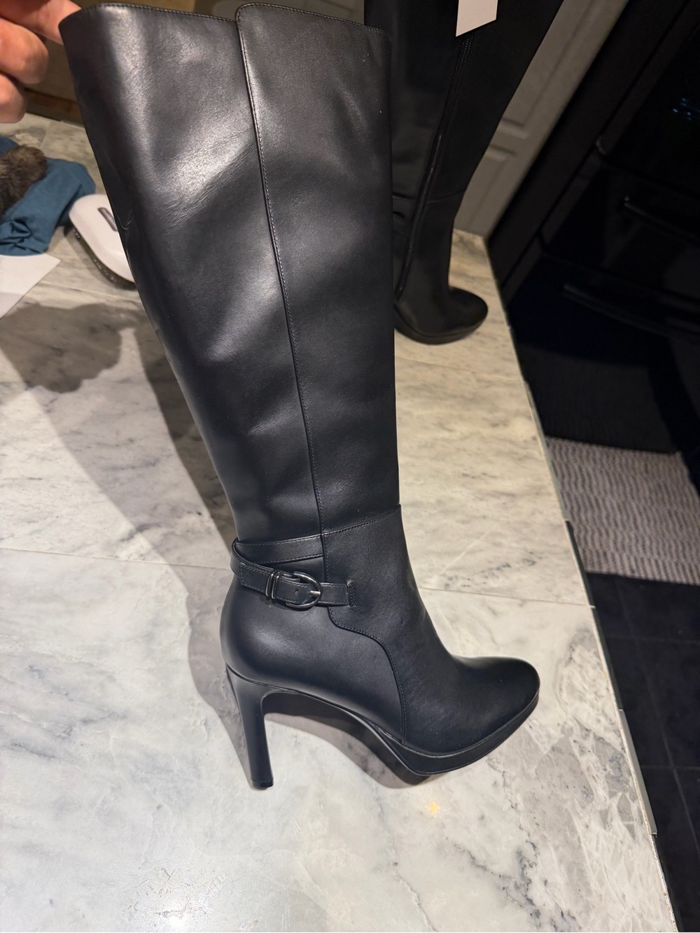 Naturalizer Black Over-the-Knee High Heel Boots wide calf
